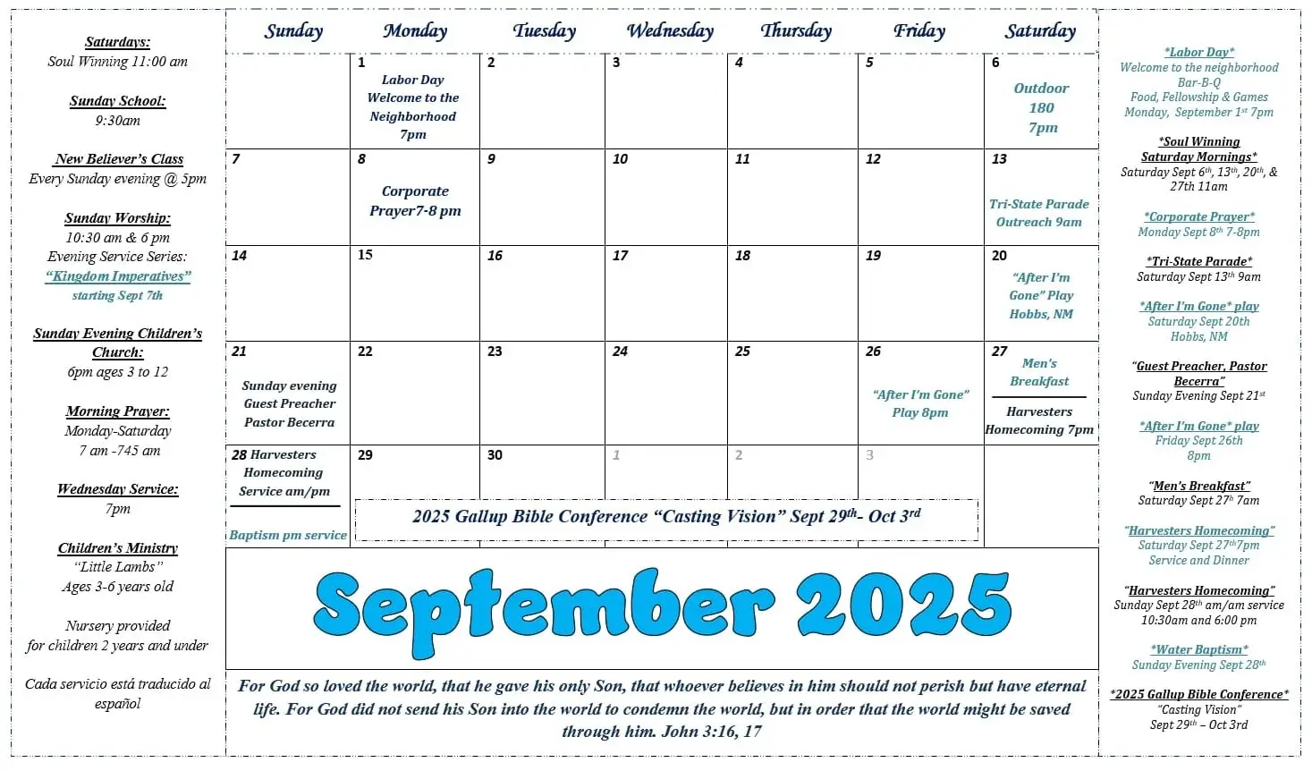 Calendar: September